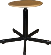 Табурет винтовой промышленный на внтовых опорах с деревянным сиденьем